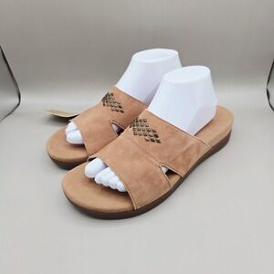 New Spenco Women's  Twilight Stud‎ '22 Slide Sandal | Brown Suede | 10B